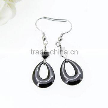 Unique women feast jewelry with long drop ceramic black earrings