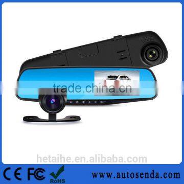 Promotion Dual Lens 1080P 4.3inch Rearview Mirror DVR Camera With Two Lens photo-3