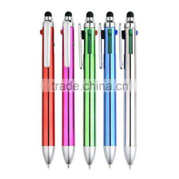 Promo 4 in 1 multi colored cheap touch screen stylus ball-point pen cost-effectively