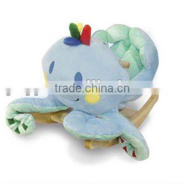 Plush octopus baby rocking horse cute baby ride on toys new wooden rocker