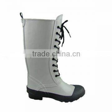 White lace-up fashion lady rubber rain boots