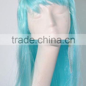 Japanese cartoon silk straight blue hair Cosplay silk wave wig N369