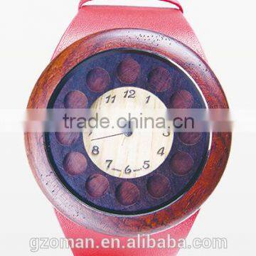 wood leather womens watch