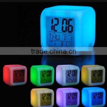 New design 7 Color change Digital alarm clock / glowing led color change clock / led table clock