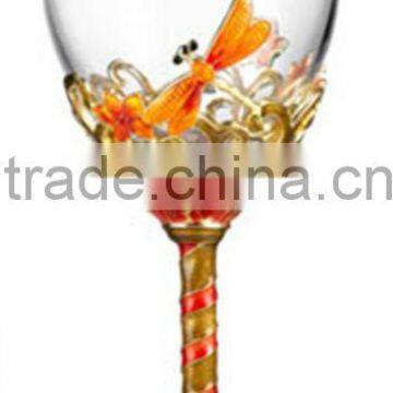 RORO Hearkening drangonfly enamel crystal glass big red wine glass
