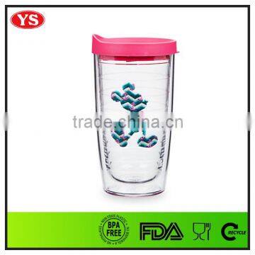 16oz bpa free double wall wholesale acrylic tumbler with lid