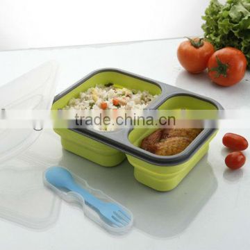 2013 Food grade silicone collapsible lockable lunch box