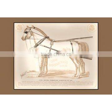 Fine Double Barouche Harness 12x18 Giclee on canvas