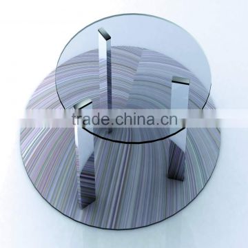 Cheap price polished edge 10-19mm round tempered glass table top