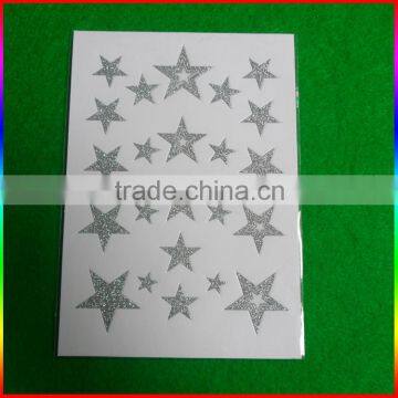 silver stars glitter powder stickers