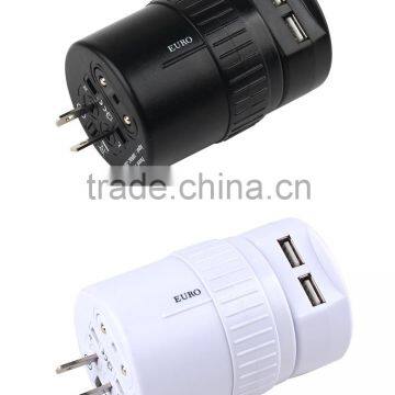 High Quality 360-Degree Rotating 5V/2.1A Universal Multi 2 USB Travel Adapter photo-3
