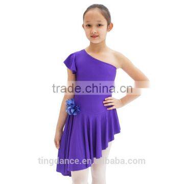 2015 purple flower decorated waist strapless latin costume