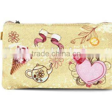 Hot sell leisure famous ladies canvas zippered hand purse