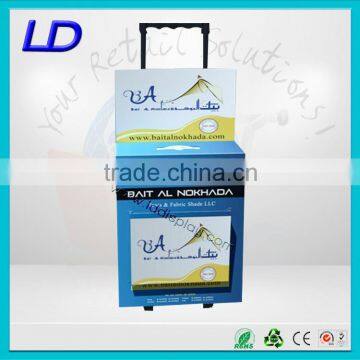 big capacity paper trolley for exhibition advertising ,trolley ,cardboard trolley floor counter display hook shelves racks