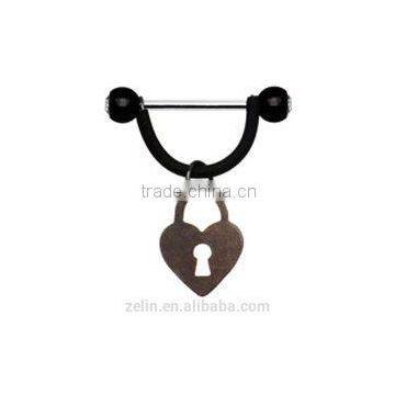 fashion body piercing jewelry Stainless steel lock shape nipple ring