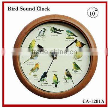 Cason bird sound wall clock with wood frame