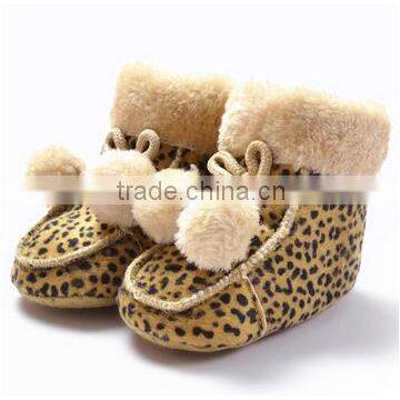 Autumn leopard Baby Shoes foreign trade winter baby soft bottom slip cotton boots