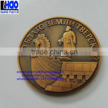 2016 High quality metal brass/copper 3D badge coins tokens for souvenir