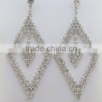 Beautiful designer double prismatic silver rhinestone and crystal earring