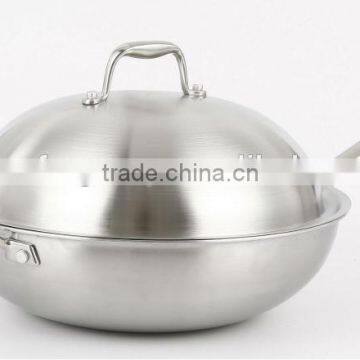 nonstick stainless steel wok with lid with good quality