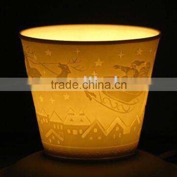 porcelain Christmas candle holder-40123U