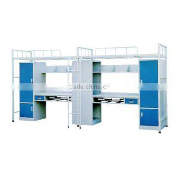 Steel School Students Loft Bunk Bed With Clothes Closet and Desk