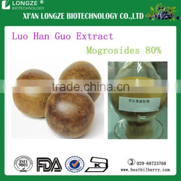 ISO Certified Factory Bulk-supply Best fruit Luo han guo extract / monk fruit extract powder with mogrosive V 20%