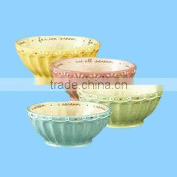 Beautiful colorful ceramic ice cream bowl set