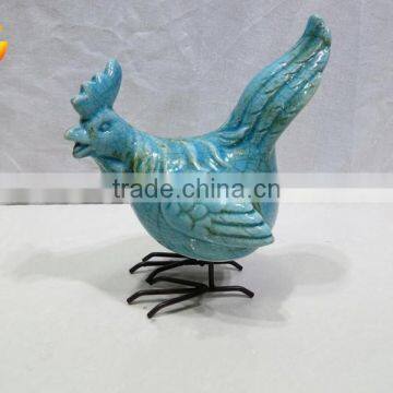 Ceramic blue glaze cracked rooster