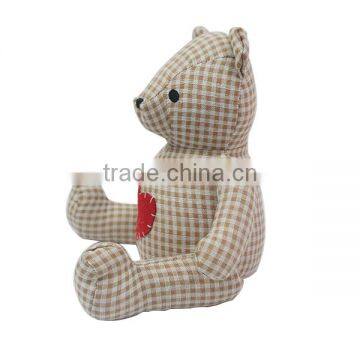 Store More Bear Checkd Cloth Sand Stuffed Cotton Animal Door Stopper photo-5