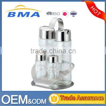 Kitchen 4 Pieces Stainless Steel Cover Glass Bottle Spice Jar photo-3