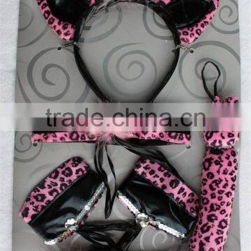 party catwoman cosplay sexy cat ear headband Cuffs Collar Tail set