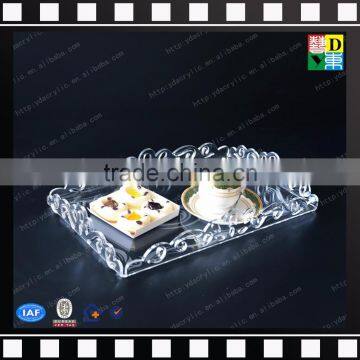 Restaurant decorative elegant dessert cracker serving tray acrylic serving cracker tray for sale