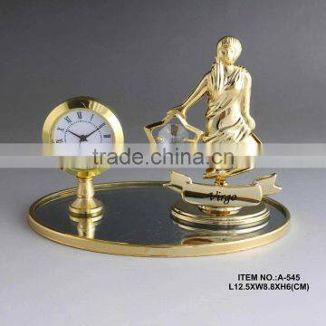 Hot Sale 24K gold plated Virgo Clock made with swarovski elements