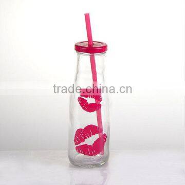 Fancy Bulk Glass Milk Bottles With Mouth Decal photo-2