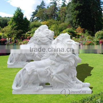Metal Garden Sculpture Stone Carving White Marble Lion Statues photo-2