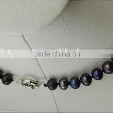 3-4mm Black Freshwater Pearl Necklace With 925 Sterling Silver photo-3