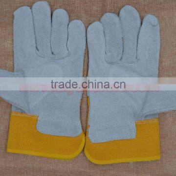 Color Safety Gloves,Cow Split Leather Work Glove,Leather Cotton Welding Gloves photo-6