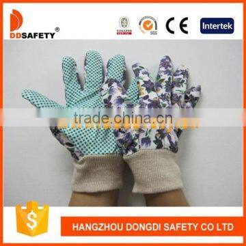 DDSAFETY Flower Design Cotton Cloth Polka Dot Garden Safety Gloves