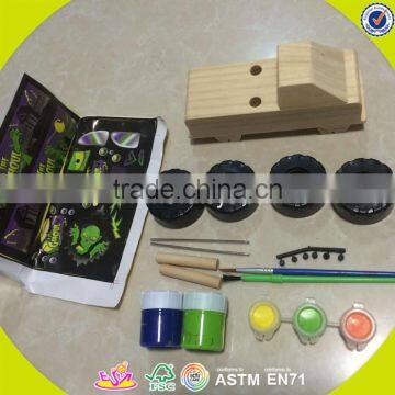 2017 Wholesale Baby Wooden Tank Toy Diy Painted Kids Wooden Tank Toy W03A081 photo-5