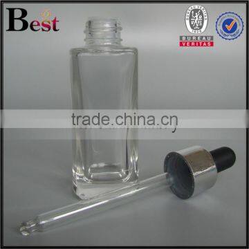 Cosmetic 30ml 50ml Clear Square Glass Dropper Bottle With Silver Aluminum Dropper for Essential Oil Perfume China Suppliers photo-2