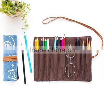 Large Capacity Canvas Multifunction Roll Pencil Case Pencil Bag Pouch for School for Student