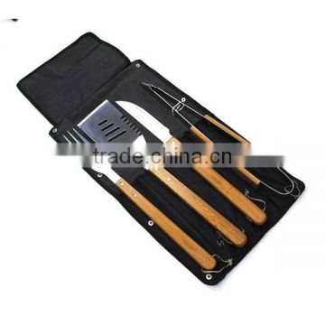 BQ-0027 / 4 pcs wooden handle bbq tool set