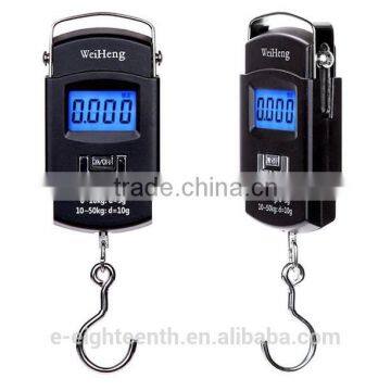 2016 new arrival hot sale 50kg*10g Mini Digital Hanging Luggage Fishing Weighing Scale