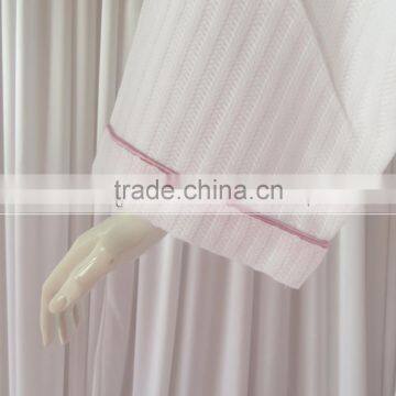Tow Colors Hotels Unisex White Thick Absorbent Soft Cotton Robe Winter Long Sleeve Bathrobes Women Warm Stripe Waffle Bathrobes photo-5