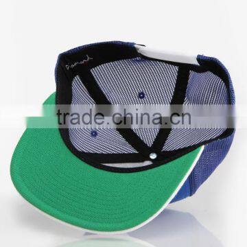 Flat Brim Blue Custom Mesh Snapback Hat photo-3
