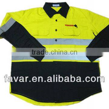 mens two tone hi visibility outdoor 100% cotton work shirt