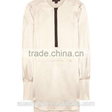 2016 Hot Sale Silk Satin Blouse Fashion Designs OEM Service photo-4