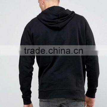 2016 Custom With Hood Raglan Sleeves Pouch Pocket Black Men's 100% Cotton Casual Breathable Oversized Plain Design Hoodies photo-2