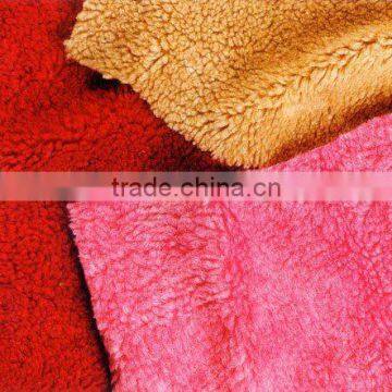 100%polyester sherpa faux fur soild dye fleece fabric cotton sherpa fabric